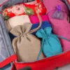 Bolsas de algodón 6 x 8 cm - turquesa Viajes