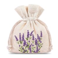 Bolsas de algodón 8 x 10 cm - natural con impresión lavanda Lavanda