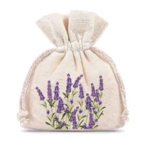 Bolsas de algodón 8 x 10 cm - natural con impresión lavanda Lavanda