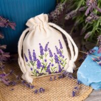 Bolsas de algodón 8 x 10 cm - natural con impresión lavanda Todos los productos
