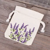 Bolsas de algodón 8 x 10 cm - natural con impresión lavanda Bolsas de algodón