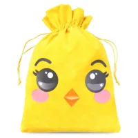 Bolsas de de terciopelo 13 x 18 cm con estampado: pollito Bolsas de terciopelo