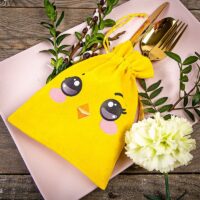 Bolsas de de terciopelo 13 x 18 cm con estampado: pollito