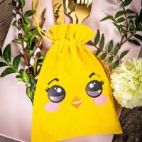 Bolsas de de terciopelo 13 x 18 cm con estampado: pollito Idea de regalo