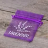 Bolsas de organza 9 x 12 cm - violeta oscuro con impresión (lavanda) - 2 Bolsas de organza