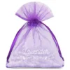 Bolsas de organza 9 x 12 cm - violeta oscuro con impresión (lavanda) - 3 Bolsas violeta oscuro