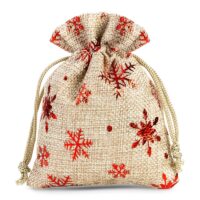 Bolsas de yute 10 x 13 cm - natural / estrellas Bolso de la Navidad