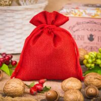 Bolsas de yute 12 x 15 cm - rojo San Valentín