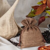 Bolsas de yute 6 x 8 cm - natural oscuro Bolsas de boda