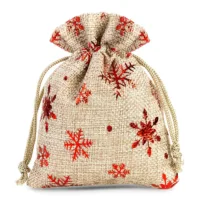 Bolsas de yute 8 x 10 cm - natural / estrellas Bolso de la Navidad