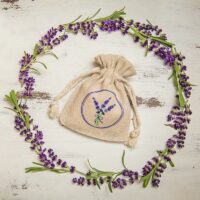 Bolsitas estilo lino 10 x 13 cm con la impresión - natural / lavanda Lifehack: ideas inteligentes
