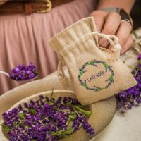 Bolsitas estilo lino 10 x 13 cm con la impresión - natural / lavanda Lifehack: ideas inteligentes