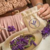 Bolsitas estilo lino 10 x 13 cm con la impresión - natural / lavanda DIY: kits creativos