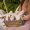 Bolsitas estilo lino 10 x 13 cm con la impresión - natural / lavanda Fiestas y ocasiones especiales