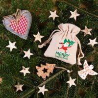 Bolsitas estilo lino 12 x 15 cm con la impresión - natural / Papá Noel Todos los productos