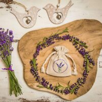 Bolsitas estilo lino 9 x 12 cm con la impresión - natural / lavanda Jardín y plantas de interior