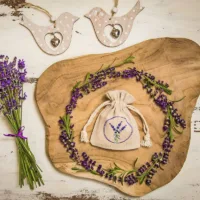 Bolsitas estilo lino 9 x 12 cm con la impresión - natural / lavanda Jardín y plantas de interior