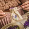 Bolsitas estilo lino 9 x 12 cm con la impresión - natural / lavanda Lifehack: ideas inteligentes