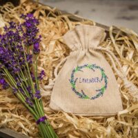 Bolsitas estilo lino 9 x 12 cm con la impresión - natural / lavanda Fiestas y ocasiones especiales