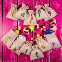 Bolsas de Pascua, de yute 12 x 15 cm - natural claro Sectores / Envoltorios para…