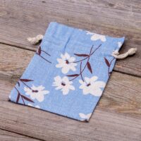 Bolsitas estilo lino con la impresión 13 x 18 cm - natural / flores azules Viajes