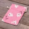 Bolsitas estilo lino con la impresión 13 x 18 cm - natural / flores rosadas Viajes