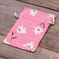 Bolsitas estilo lino con la impresión 13 x 18 cm - natural / flores rosadas Viajes