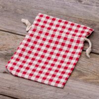 Bolsitas estilo lino con la impresión 13 x 18 cm - natural / enrejado rojo Viajes