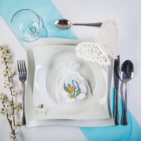 Bolsas de organza 10 x 13 cm blancas con impresión Bolsas de organza