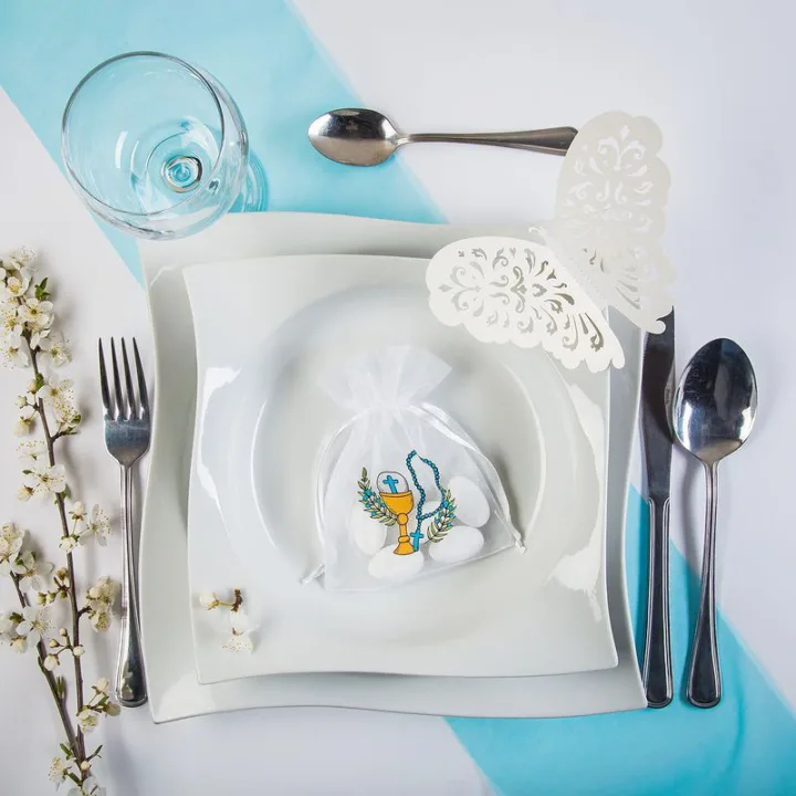 Bolsas de organza 10 x 13 cm blancas con impresión Bolsas de organza