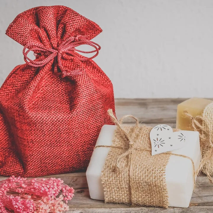 Bolsas de yute 15 x 20 cm - granate San Valentín