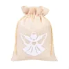 Bolsas de yute 18 x 24 cm - ángel blanco Bolso de la Navidad
