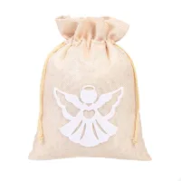 Bolsas de yute 18 x 24 cm - ángel blanco Bolso de la Navidad