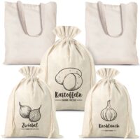 Bolsas estilo lino para verduras (3 uds) y bolsas de compra de algodón (2 uds) (DE) Bolsas de algodón