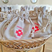 Bolsitas estilo lino 15 x 20 cm con la impresión - natural / Kit de resaca Bolsas medianas 15x20 cm