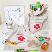 Bolsitas estilo lino 15 x 20 cm con la impresión - natural / Kit de resaca Bolsas medianas