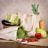Bolsa de algodón 38 x 42 cm con asas largas - natural Bolsas de la compra con asas