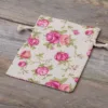 Bolsitas estilo lino con la impresión 11 x 14 cm - natural / rosas Bolsas de lino