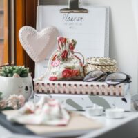 Bolsitas estilo lino con la impresión 12 x 15 cm - natural / rosas Bolsas medianas