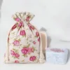 Bolsas estilo lino con la impresión 22 x 30 cm - natural / rosas Para niños