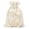 Bolsas estilo lino con la impresión 22 x 30 cm - natural / nieve Bolso de la Navidad