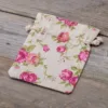 Bolsitas estilo lino con la impresión 9 x 12 cm - natural / rosas Bolsas de lino