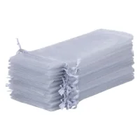Bolsas de organza 13 x 27 cm - gris plata Bolsas plata / gris