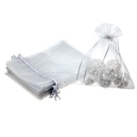 Bolsas de organza 15 x 20 cm - gris plata Baby Shower