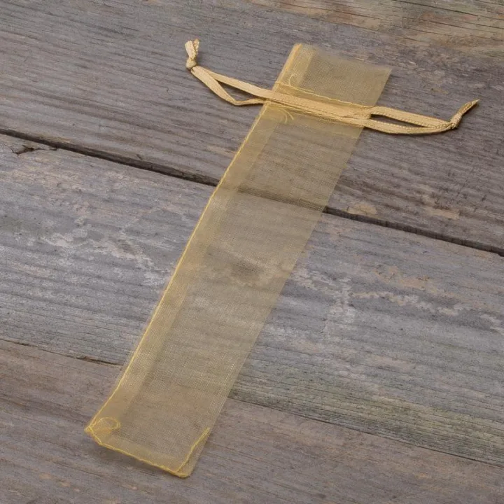 Bolsas de organza 3,5 x 19 cm - dorado San Valentín