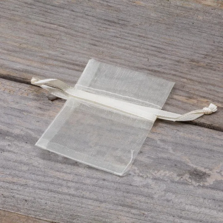 Bolsas de organza 5 x 7 cm - ecru San valentín