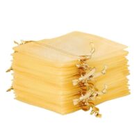 Bolsas de organza 7 x 9 cm - dorado San Valentín