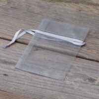 Bolsas de organza 7 x 9 cm (SDB) - gris plata San Valentín