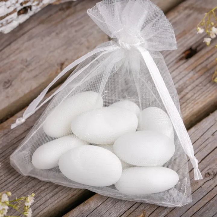 Bolsas de organza 7 x 9 cm - gris plata San Valentín