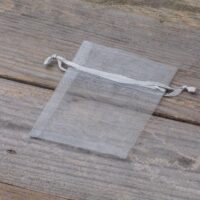 Bolsas de organza 7 x 9 cm - gris plata Bautismo